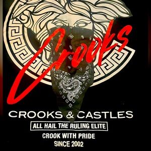 Crooks & Castles Black crew with Red Graphic designs